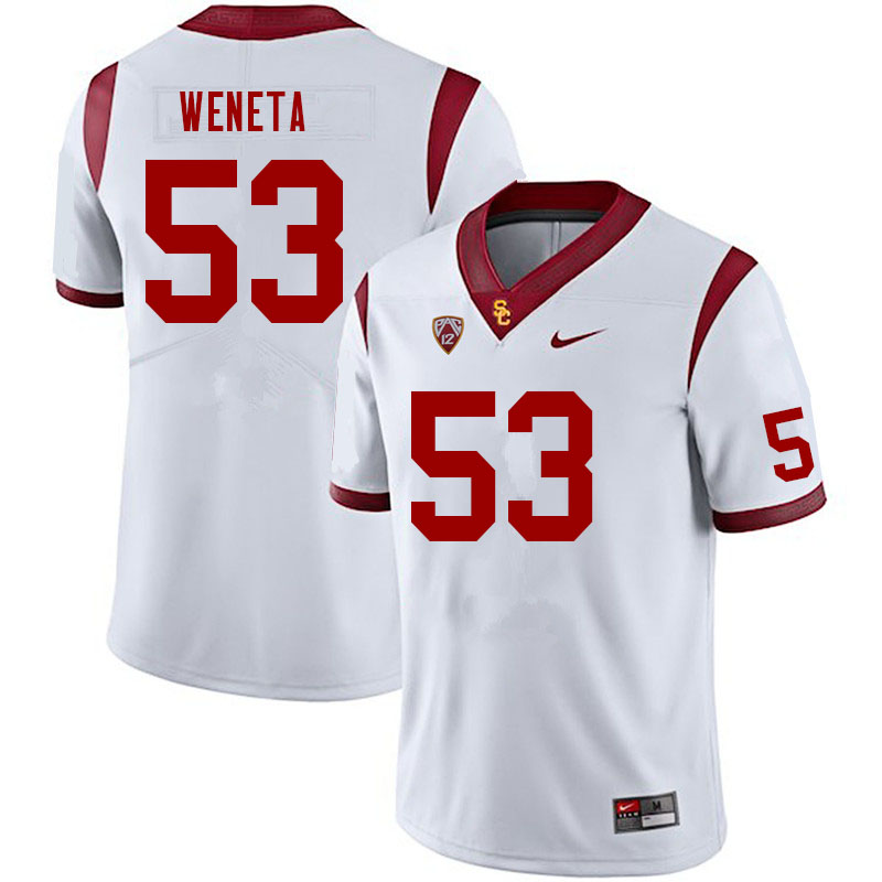 Men #53 Nathan Weneta USC Trojans College Football Jerseys Sale-White